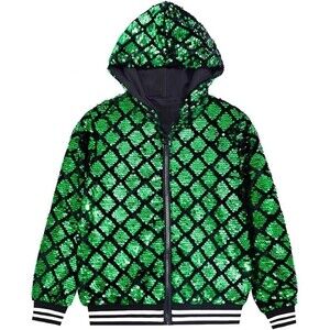 Plaid Girls Sequin Stylish Jacket Kids Sparkle Trendy Girl Outwear, holiday deal